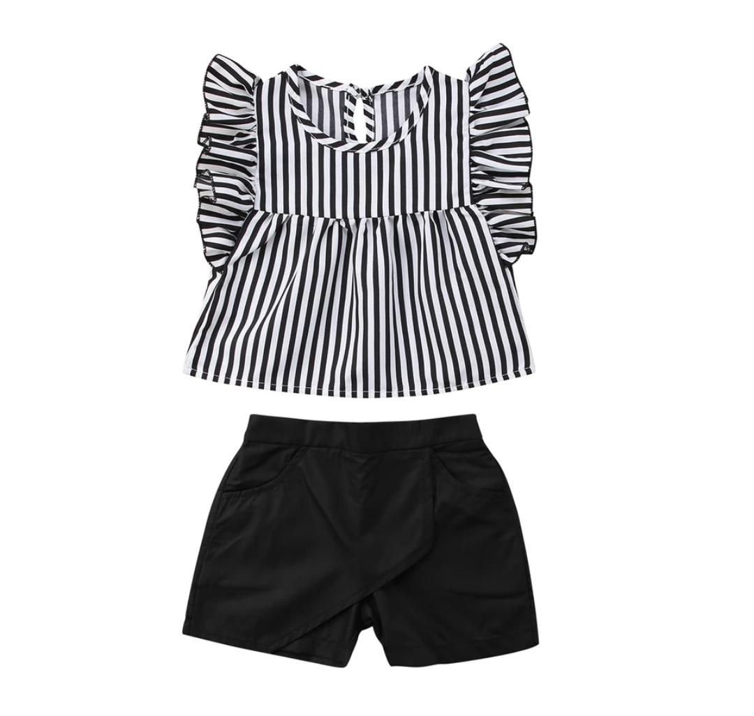 Black Top and Shorts Set