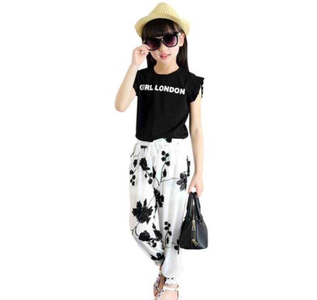 Black Top with Embroided Pant