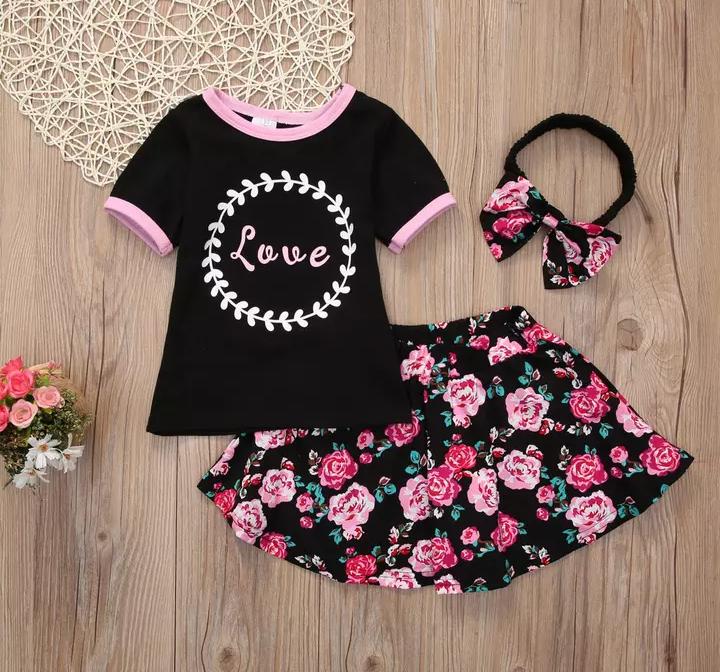 Black Top With Floral Skirt & Headband