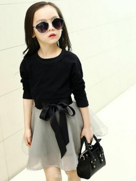 Image of Black Top with Grey Skirt