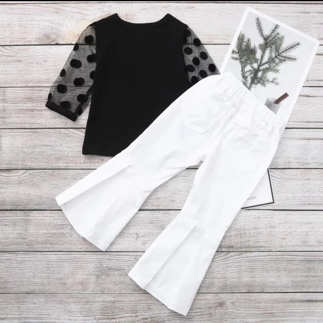 Black Top with White Denim