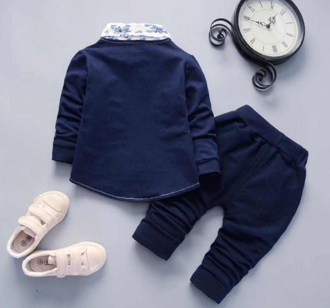Blue Attached Blazer Set for Boys