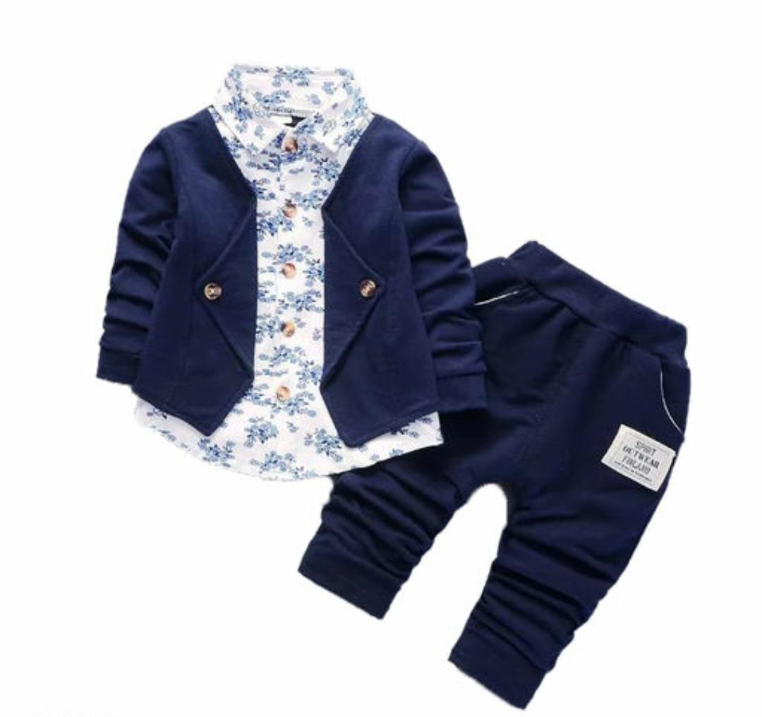 Blue Attached Blazer Set for Boys