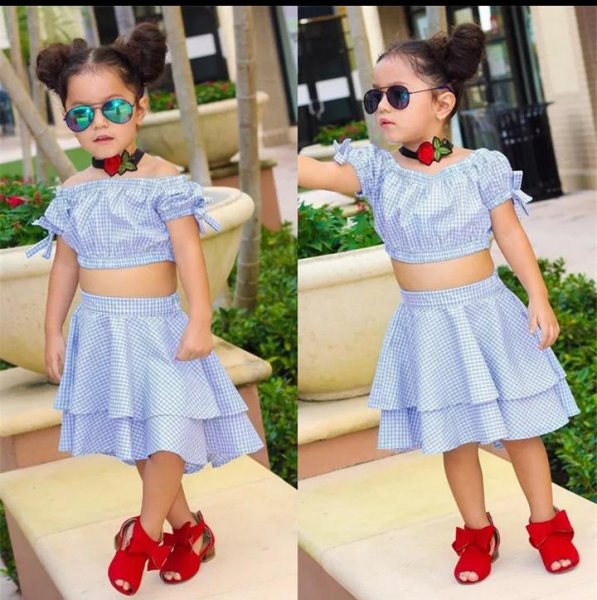Image of Blue Checked Stylish Set