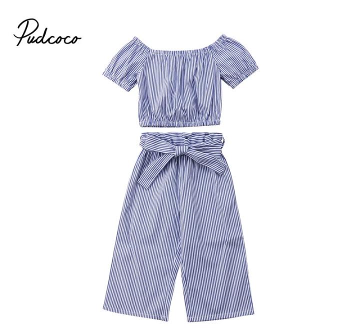 Blue Crop Top with Culottes Set