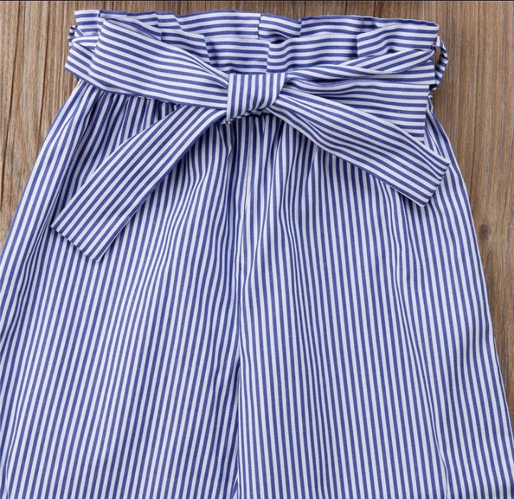 Blue Crop Top with Culottes Set