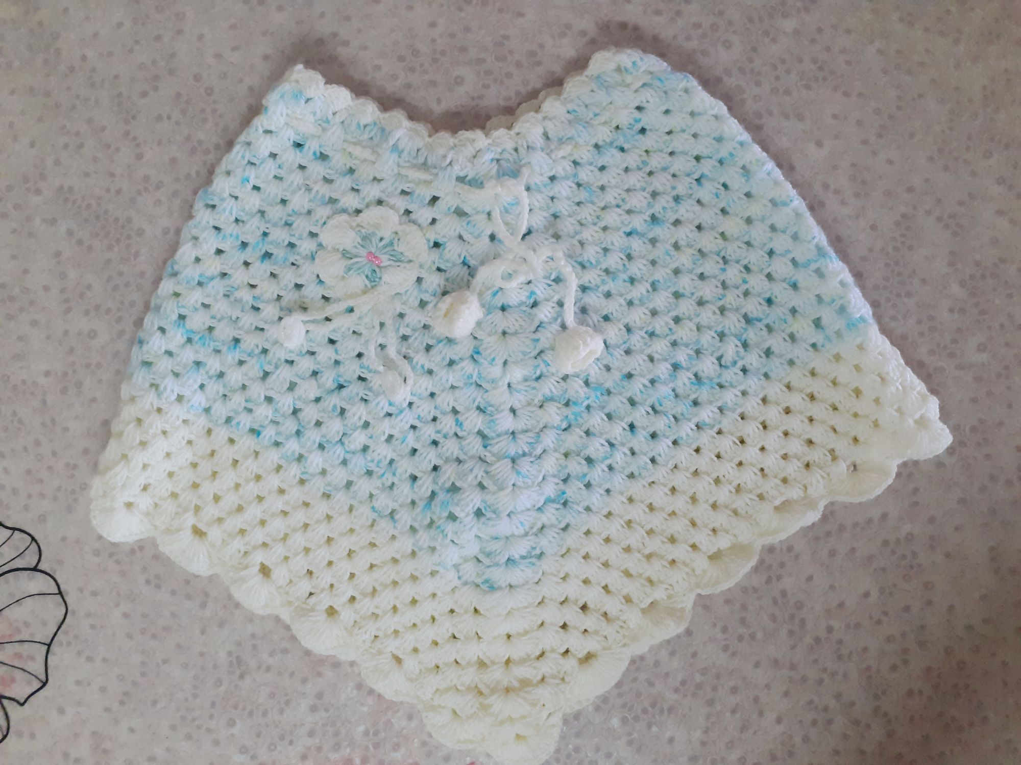 Blue Handmade Poncho for Girls