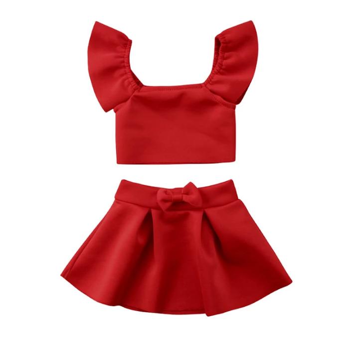 Bright Red Top and Skirt