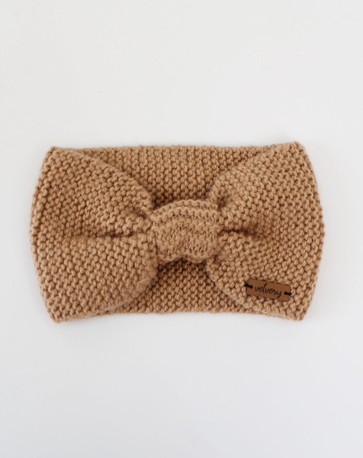 Velvery Handmade Womens Bow Design Ear Warmer-Beige