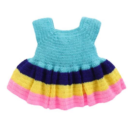 Blue Frock with Multicolored Frills
