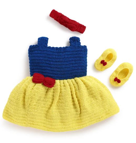 Contrast Color Block Frock with Headband and Booties