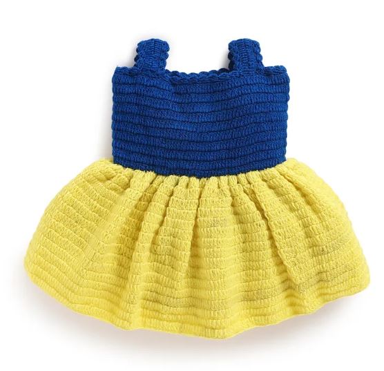 Contrast Color Block Frock with Headband and Booties