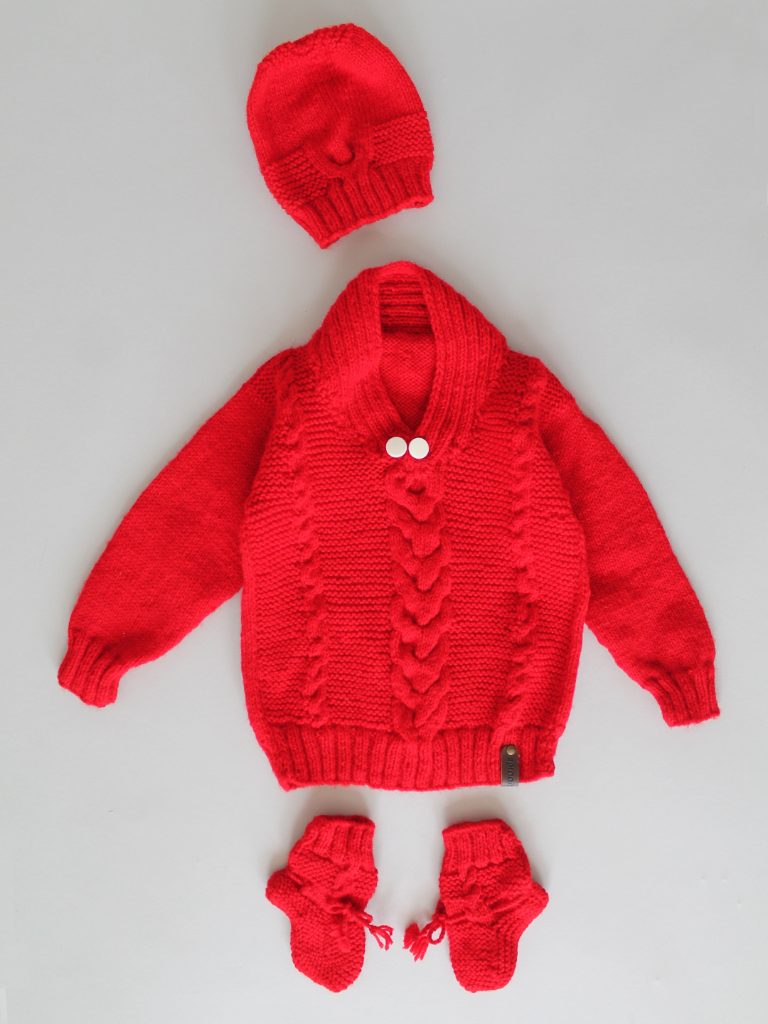 Cable Knit Newborn Sweater set - Red