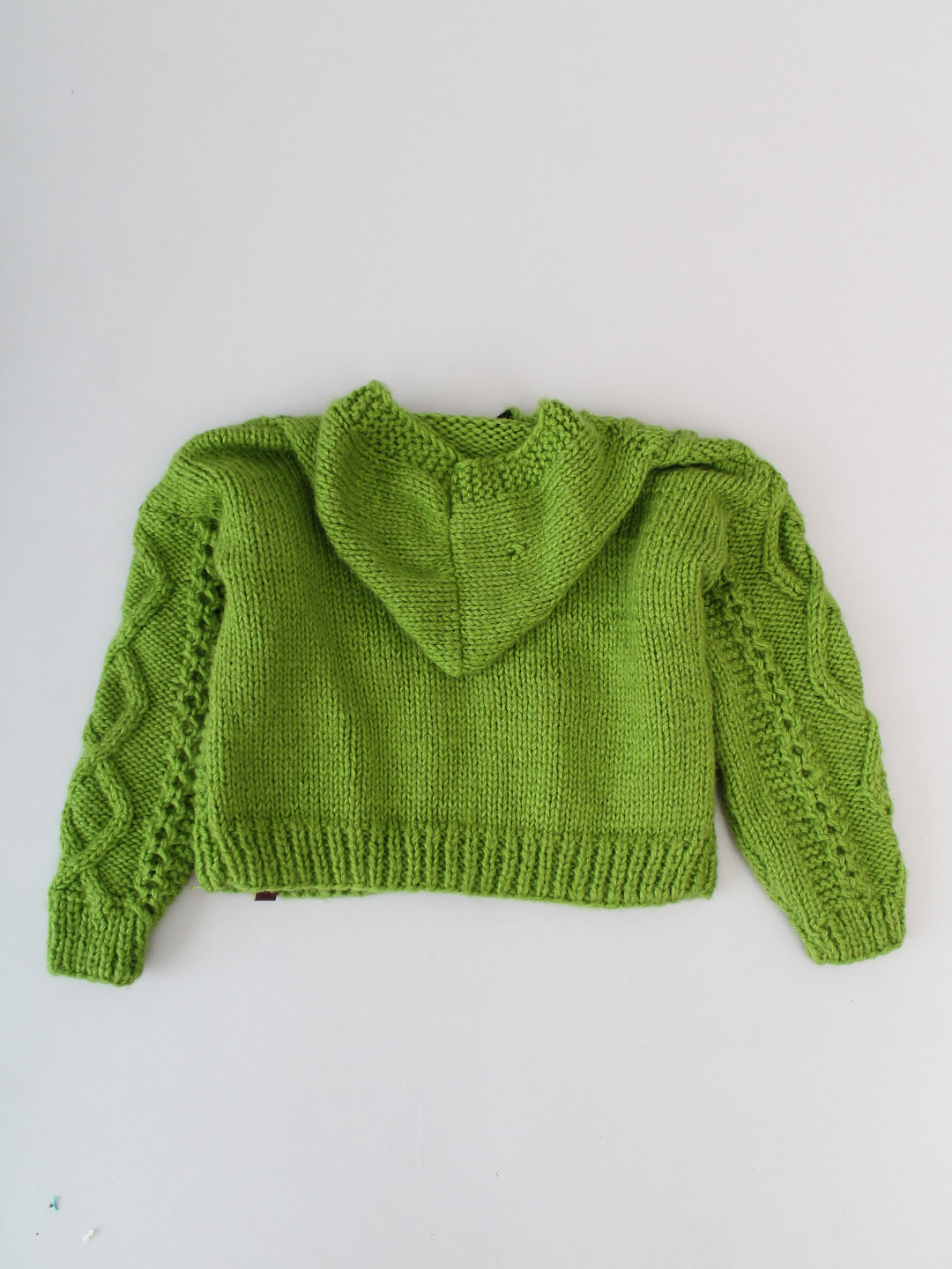 Cable Knit Newborn Zip Up Hooded Sweater - Green