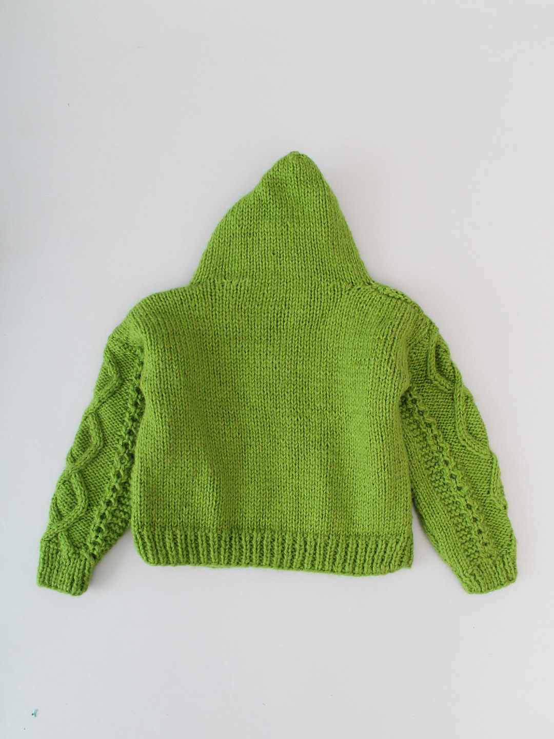 Cable Knit Newborn Zip Up Hooded Sweater - Green