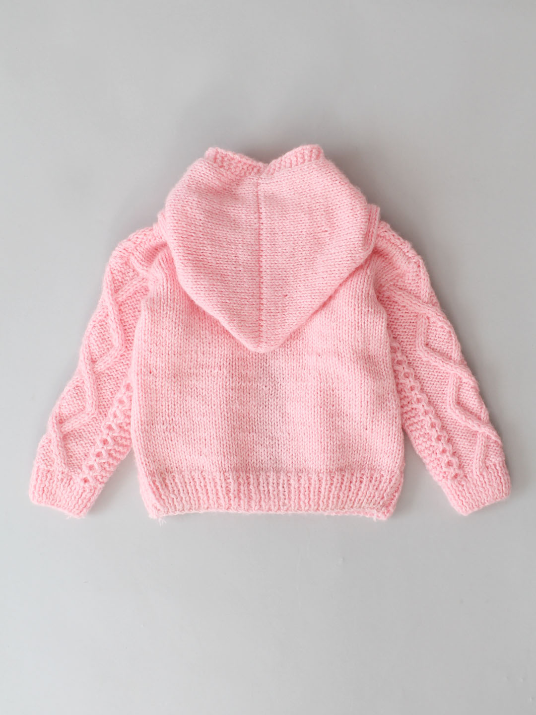 Cable Knit Newborn Zip Up Hooded Sweater - Pink