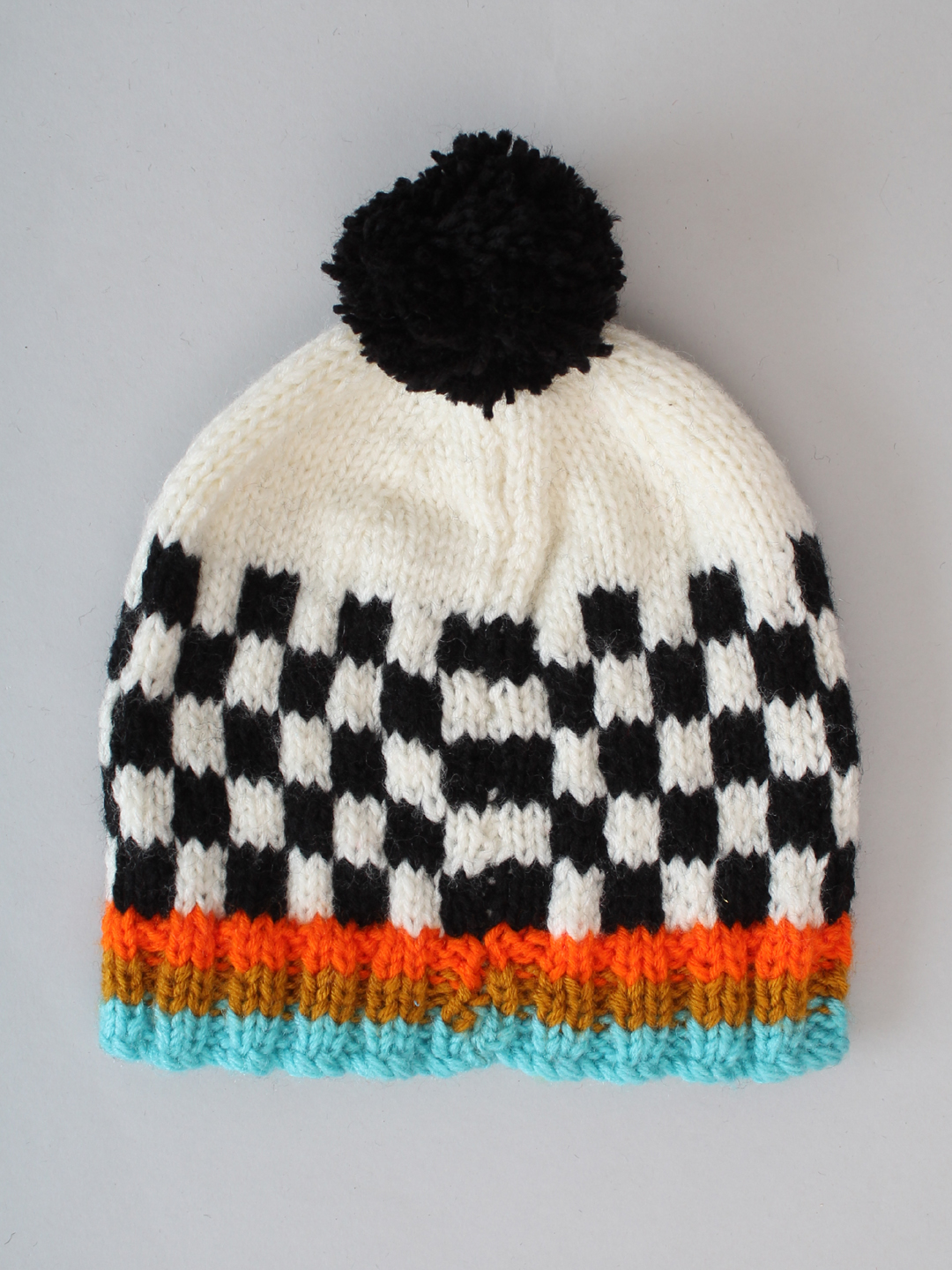 Check Crochet Hat for Kids - Off-White