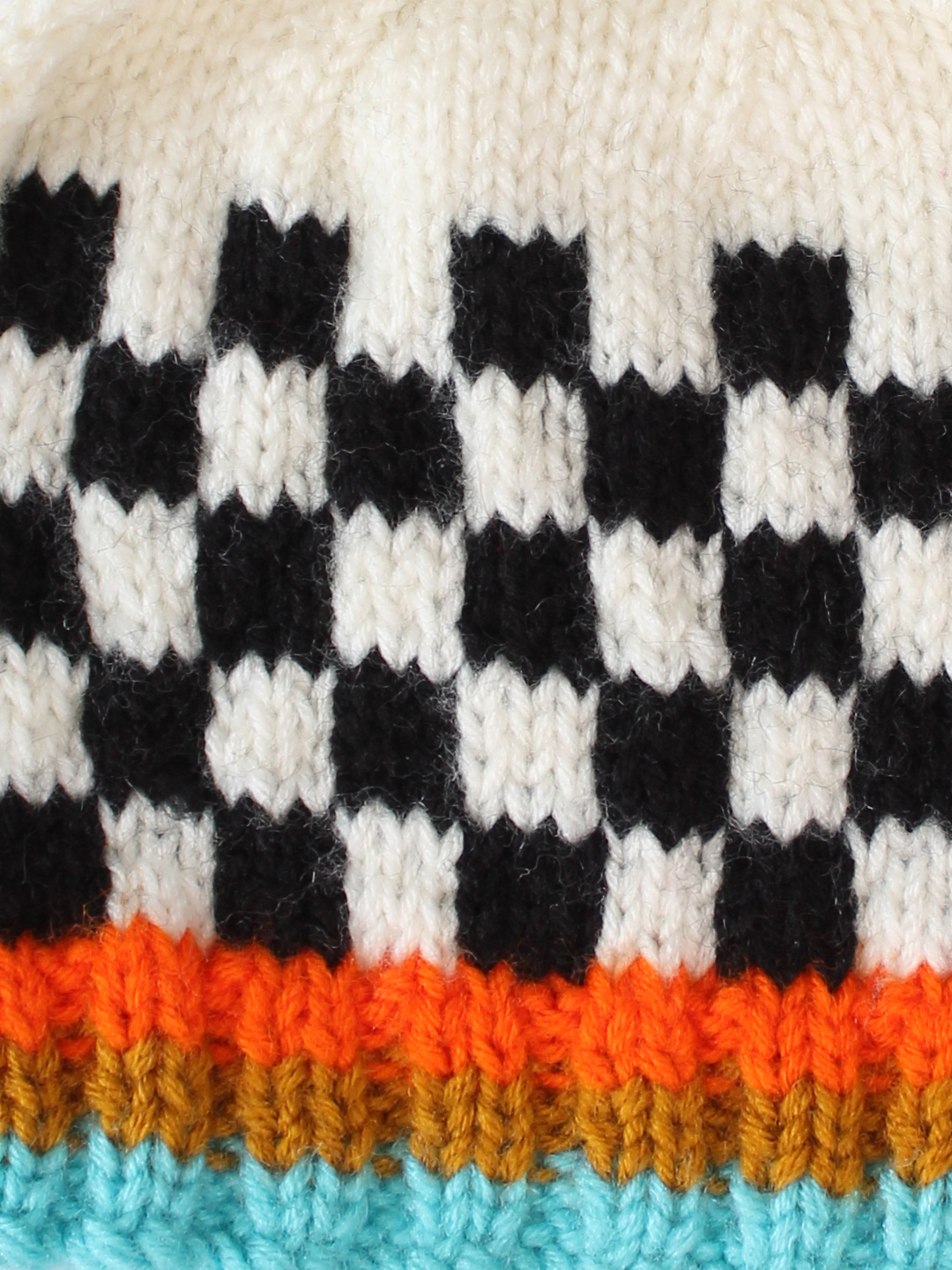 Check Crochet Hat for Kids - Off-White