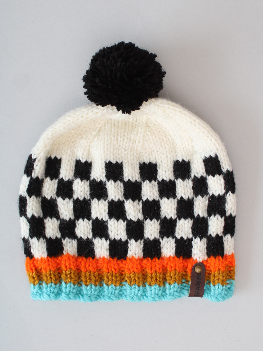 Check Crochet Hat for Kids - Off-White