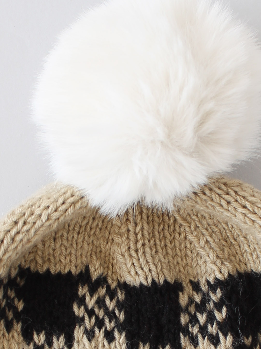 Check Design Winter Cap for Women - Beige