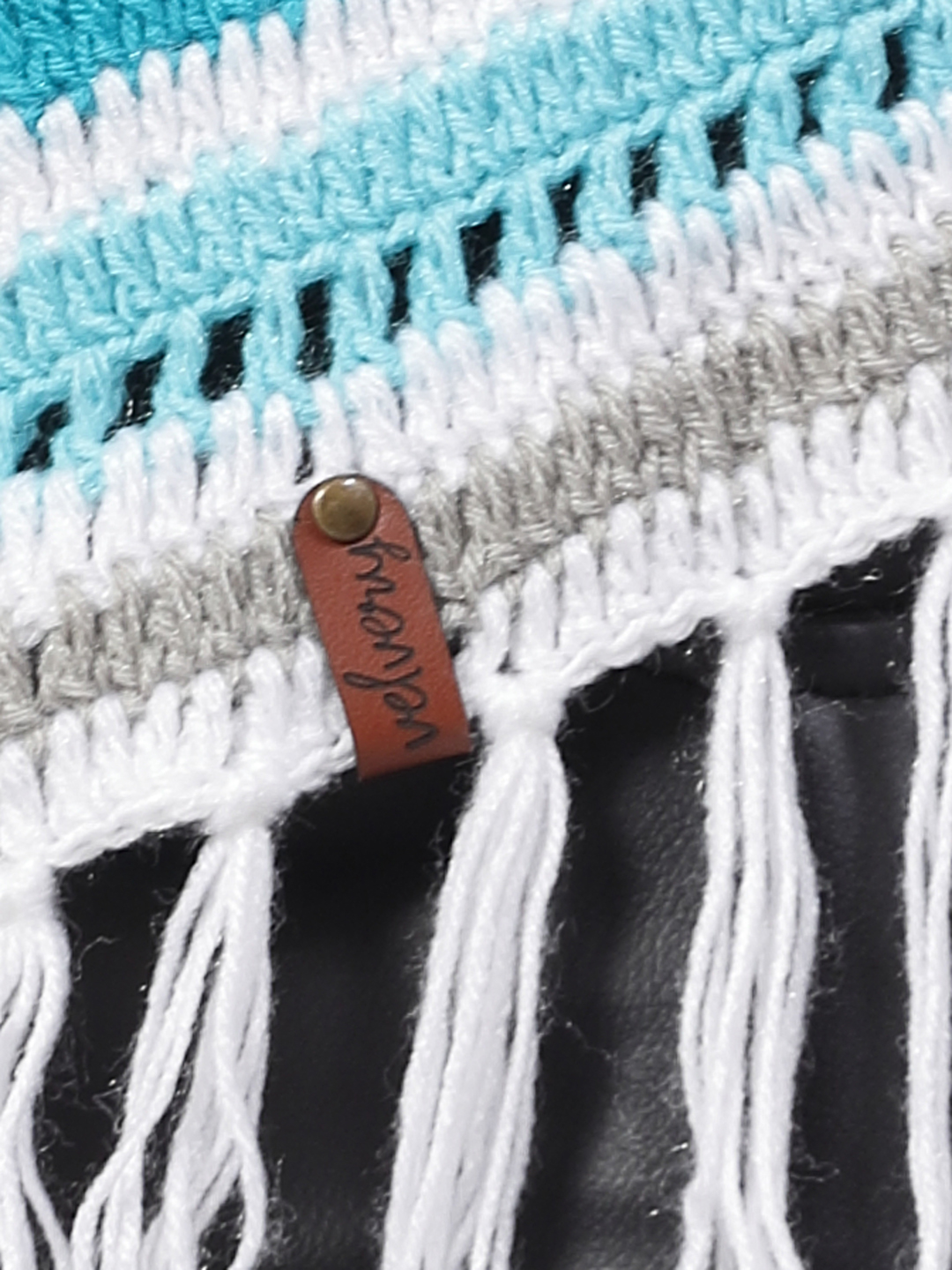Chevron Knit Poncho for Women with Fringe Trim - Multi