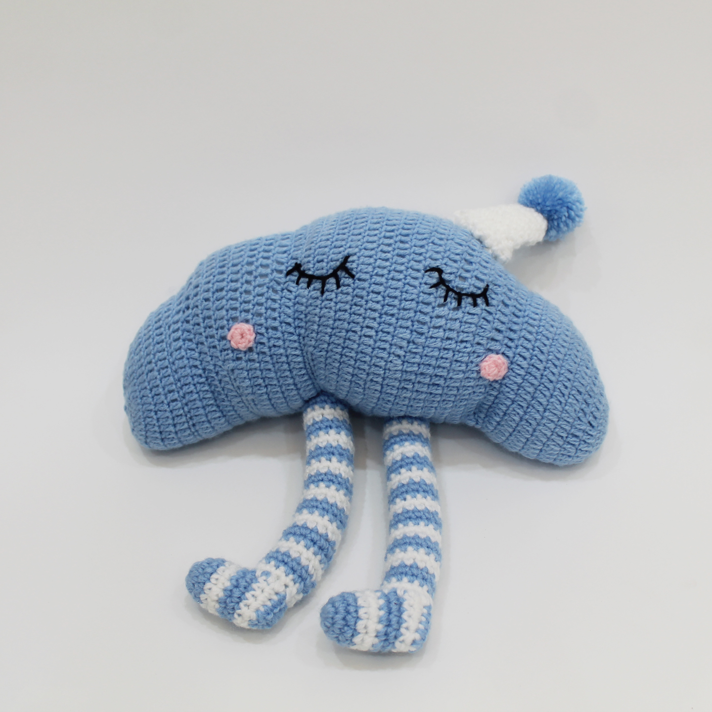 Cloud Shaped Filled Cuddle Cushion For Newborn - Blue