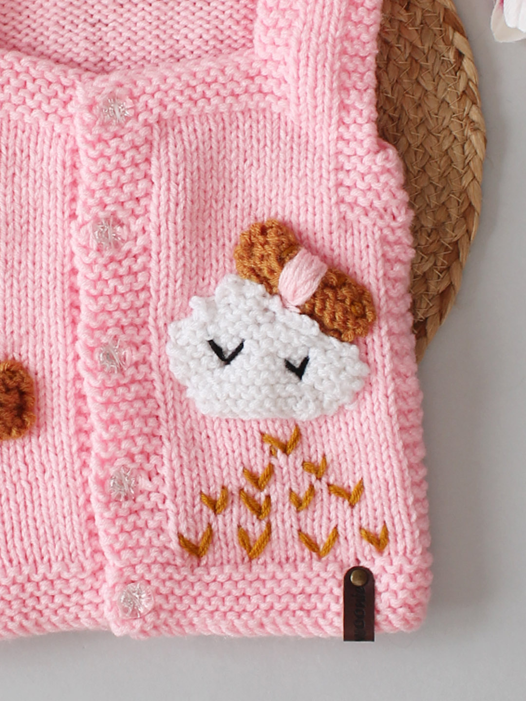 Handmade Cloud & Bow Detailing New Born Thermal Wear-Pink