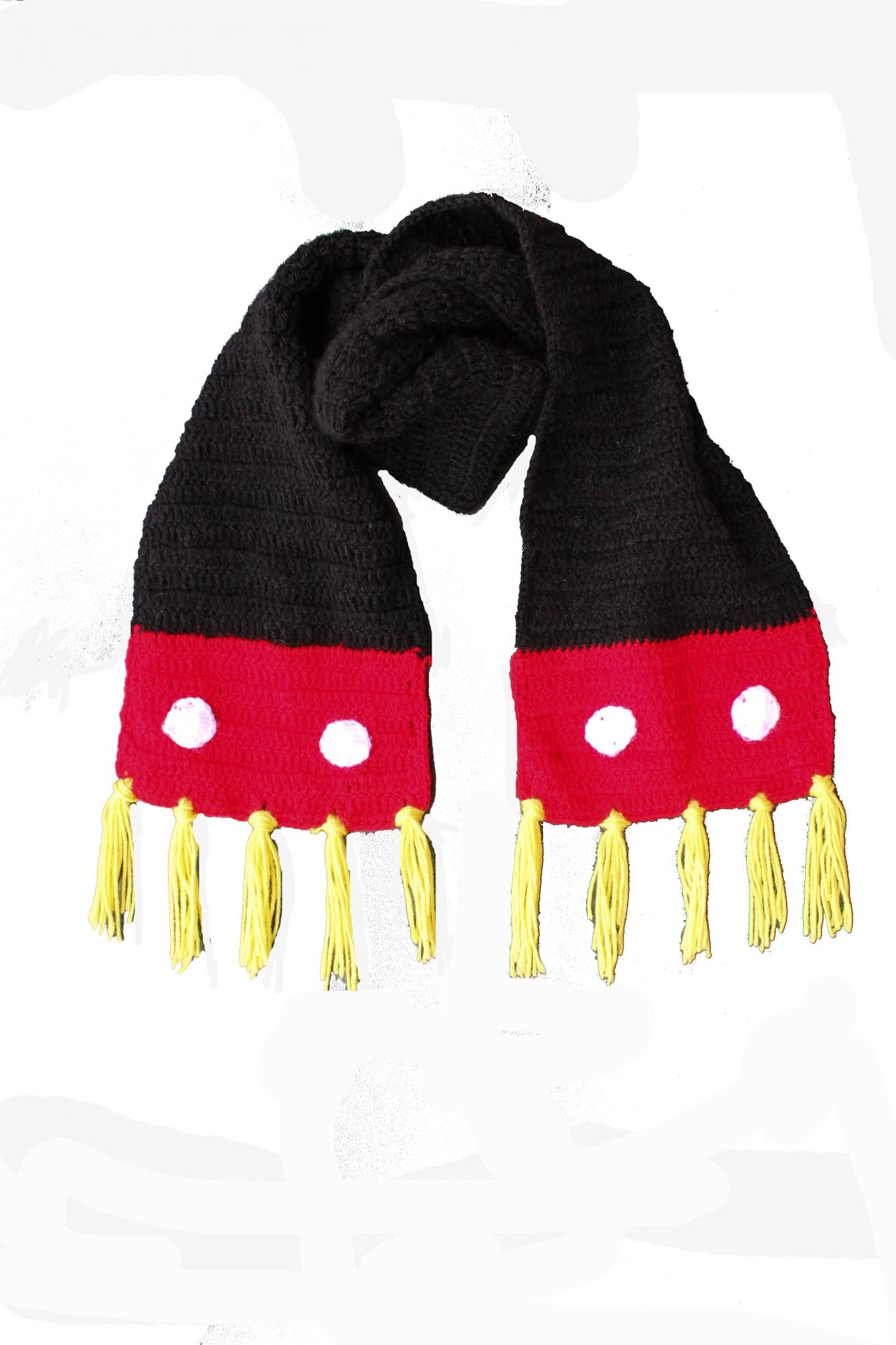 Woonie Handmade Crochet Frill Muffler- Black & Red