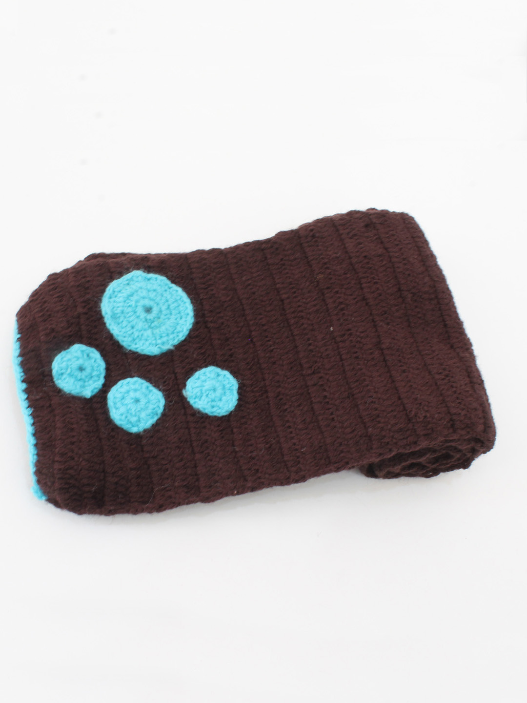 Woonie Handmade Crochet Paw Detailing Muffler-Brown