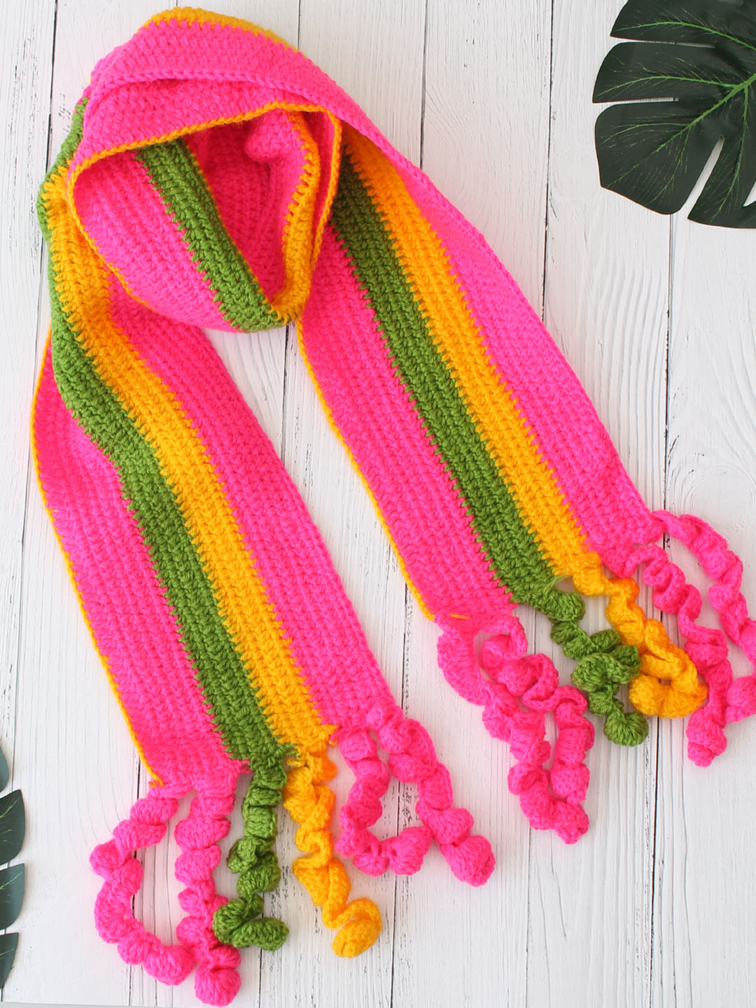 Woonie Handknitted Colourful Woolen Muffler for Kids - Multi