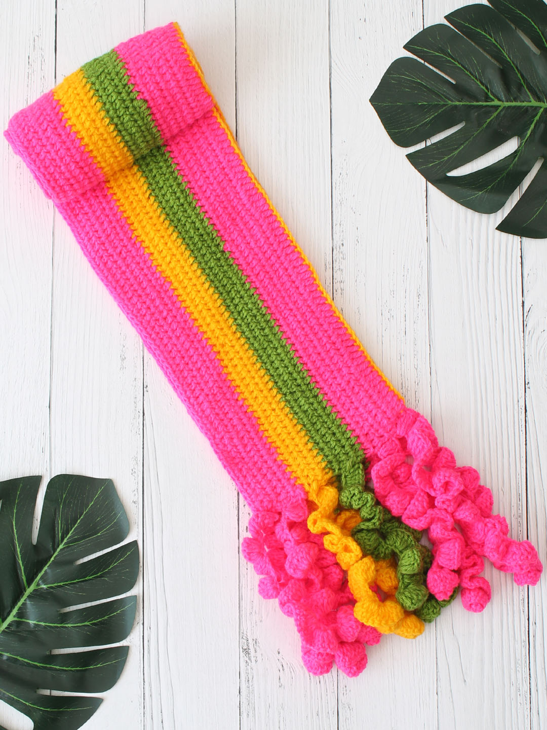 Woonie Handknitted Colourful Woolen Muffler for Kids - Multi