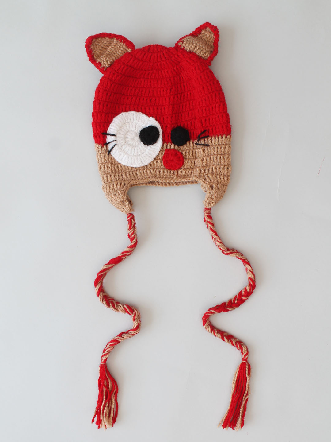 Woonie Handmade Crochet Muffler with Gloves and Cap - Red