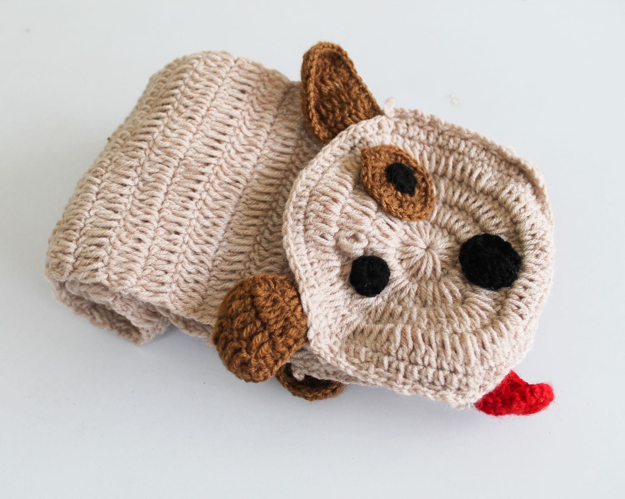 Woonie Handmade Bear Design Muffler - Brown