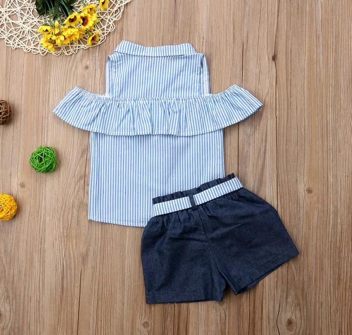 Cold Shoulder Top with Denim Shorts