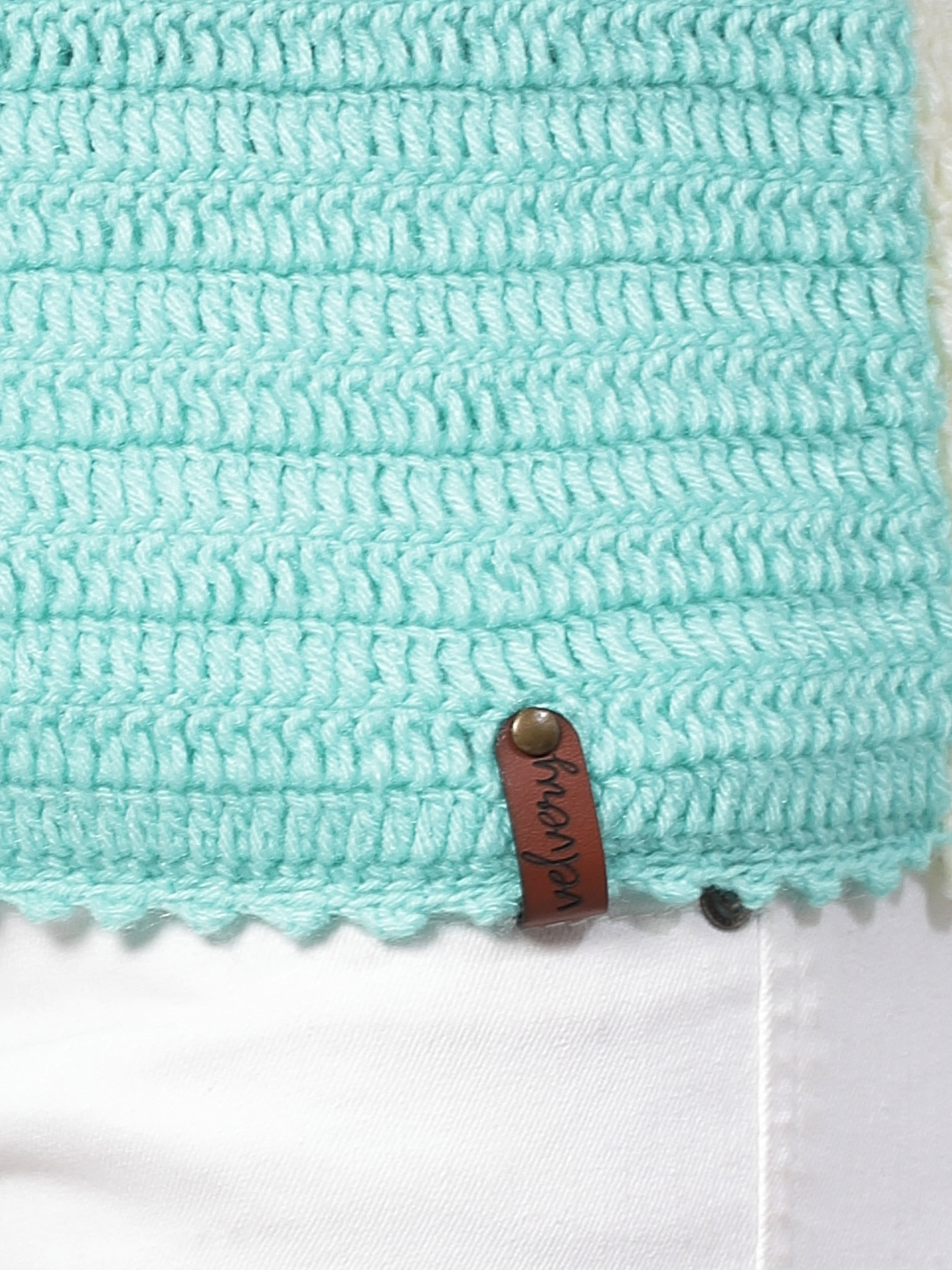 Colour Block Sweater for Women - Cream and Green