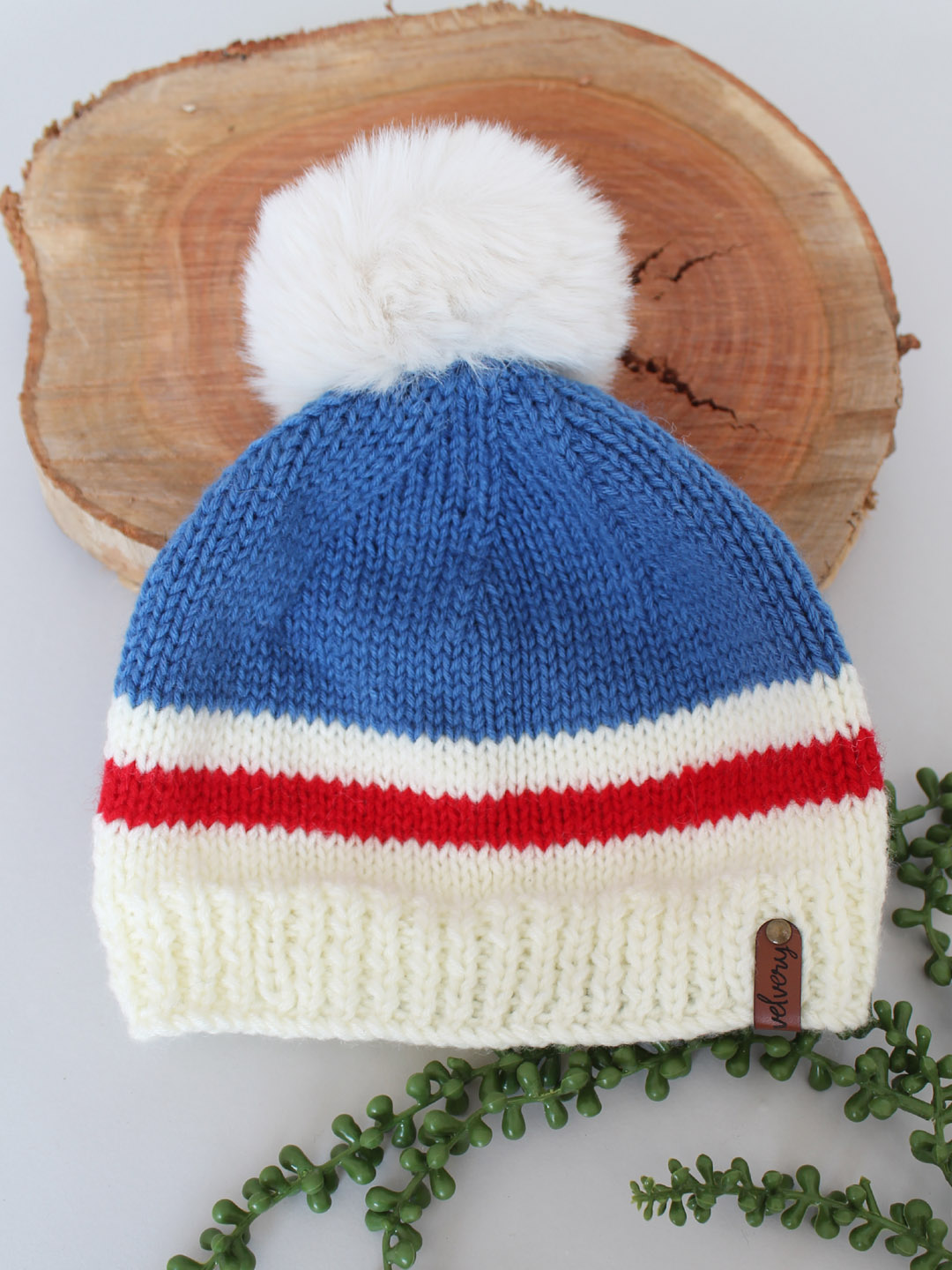 Faux Fur Pom Pom Winter Beanie for Women - Dark Blue
