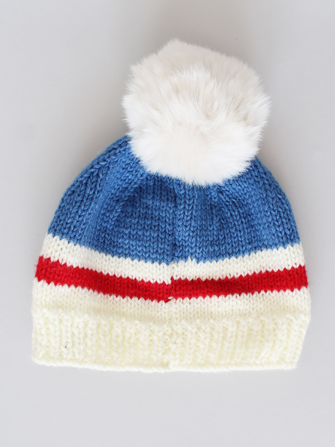 Faux Fur Pom Pom Winter Beanie for Women - Dark Blue