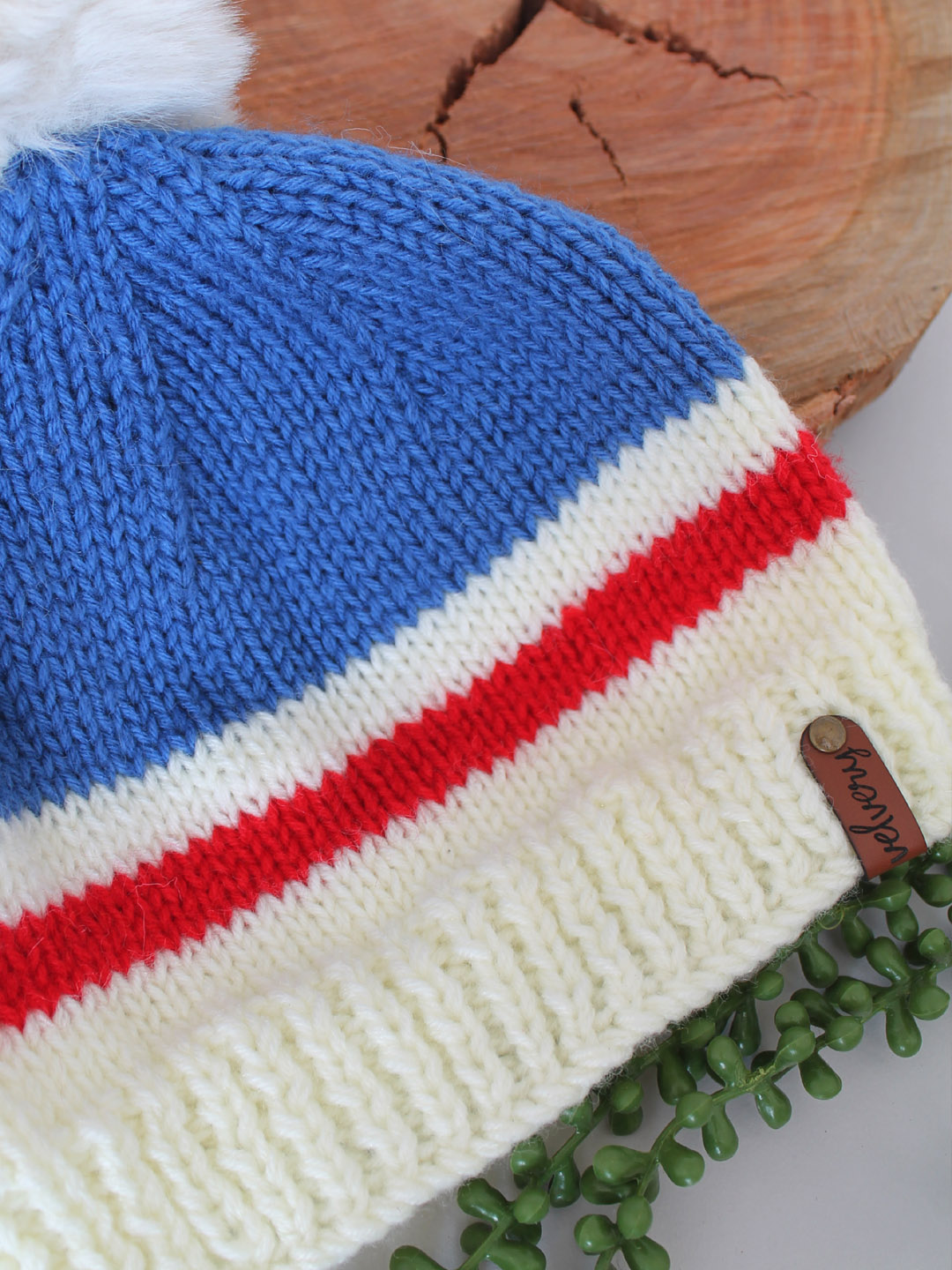Faux Fur Pom Pom Winter Beanie for Women - Dark Blue
