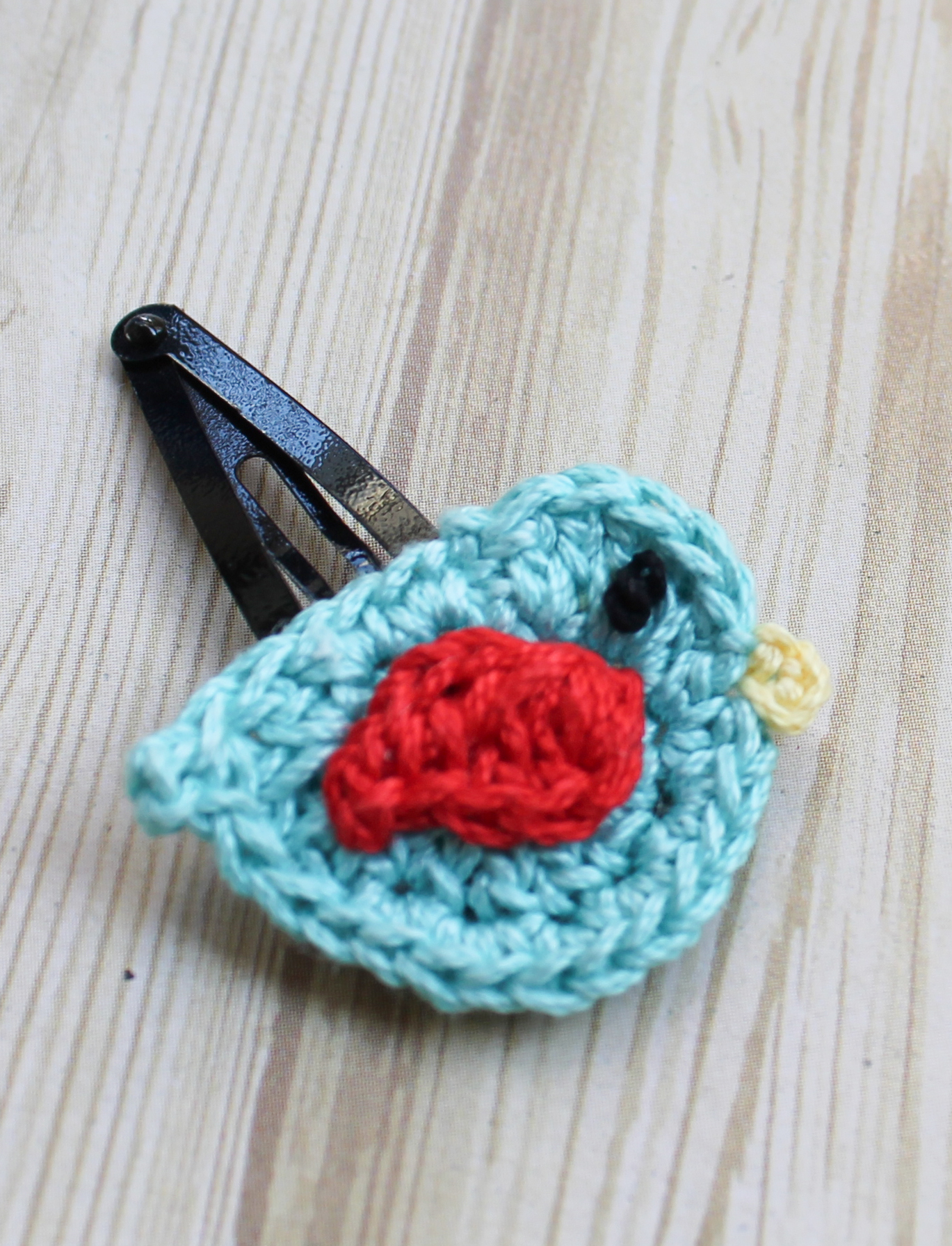 Woonie Handmade Bird Design Set of 2 Hair Clips - Blue