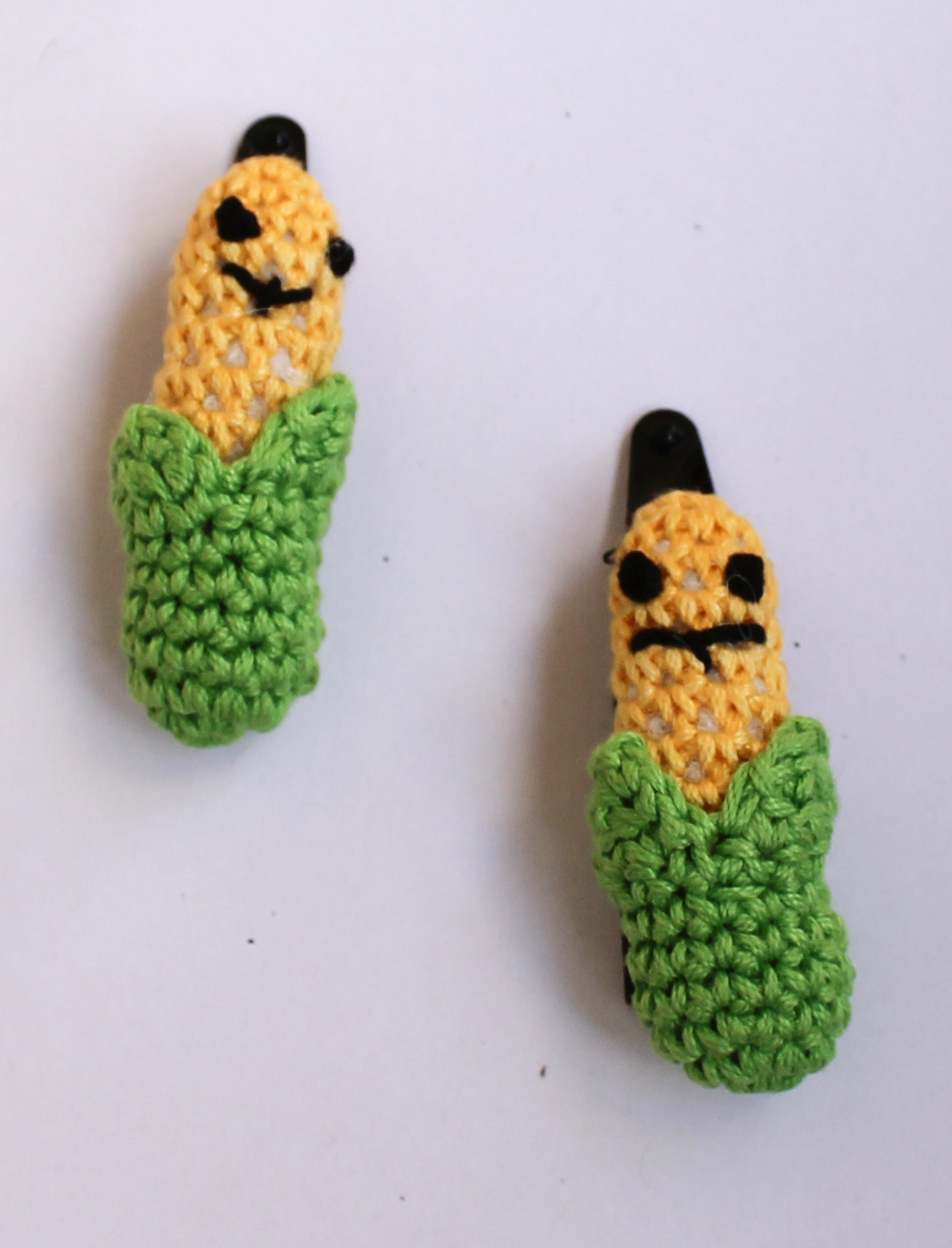 Woonie Crochet Corn Design Set of 2 Hair Clips - Green