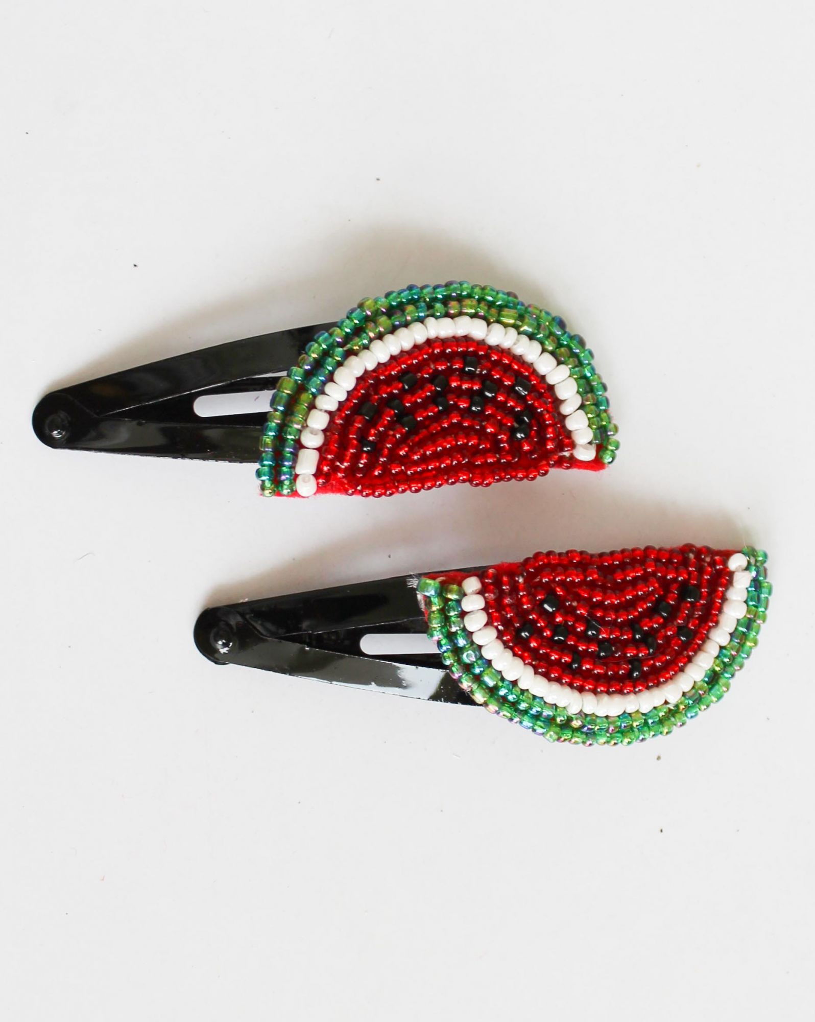 Woonie Watermelon Embellished Handmade Set of 2 Hair Clips - Red