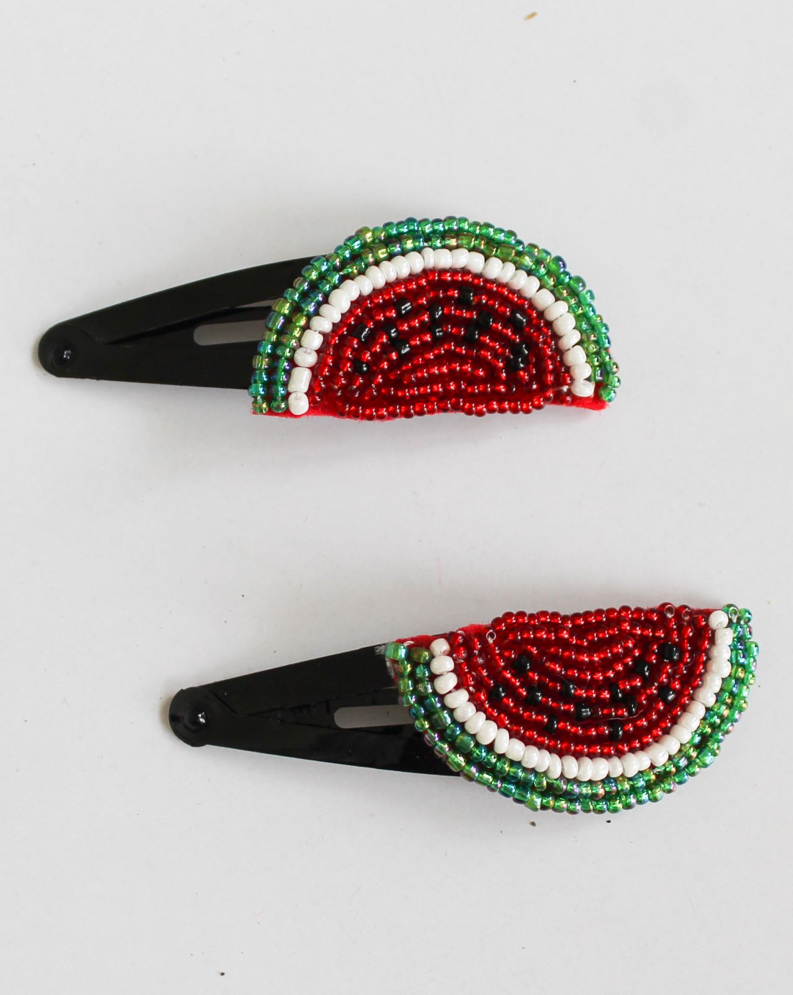 Woonie Watermelon Embellished Handmade Set of 2 Hair Clips - Red