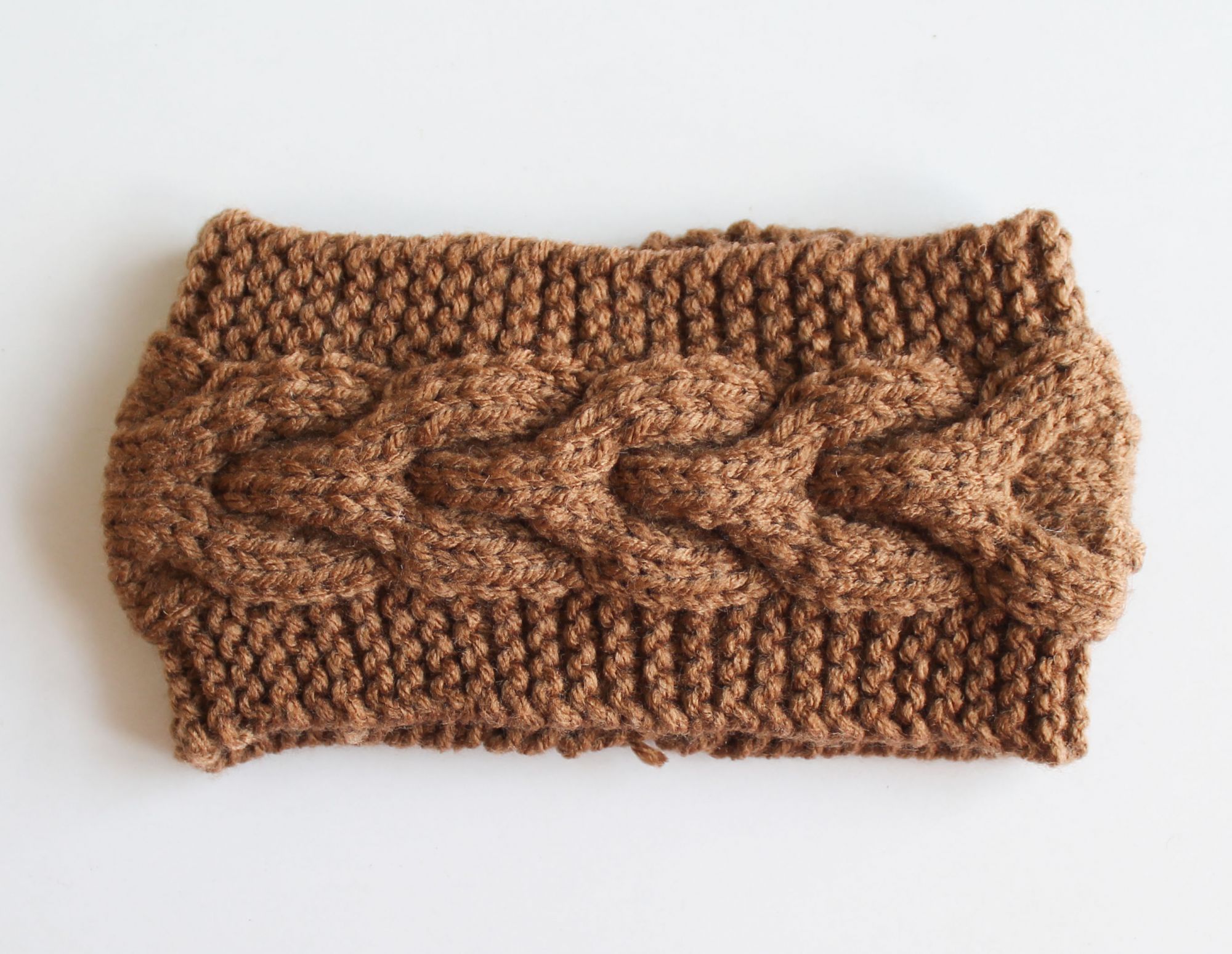 Woonie Handknitted Cable Design Ear Warmer - Brown