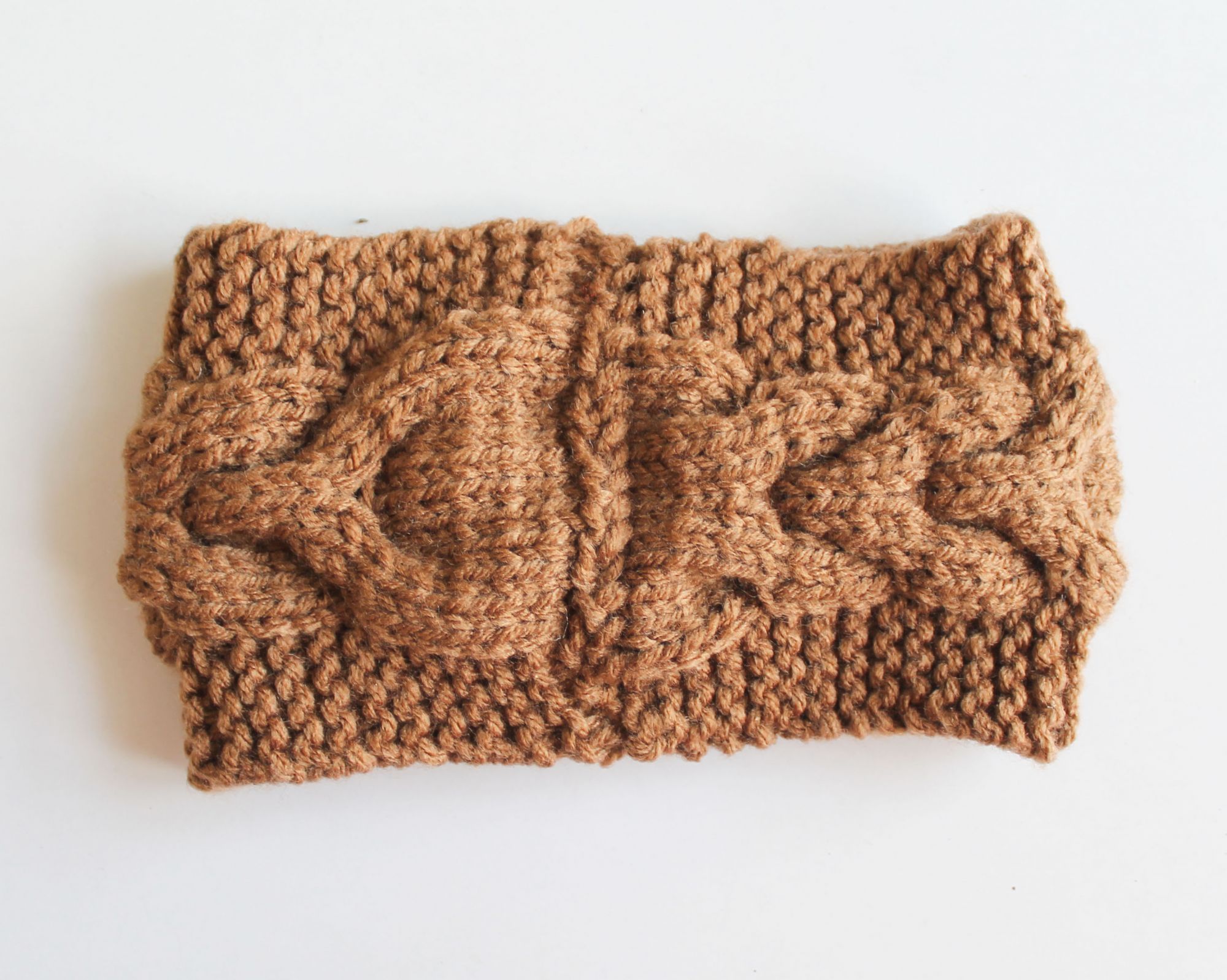 Woonie Handknitted Cable Design Ear Warmer - Brown