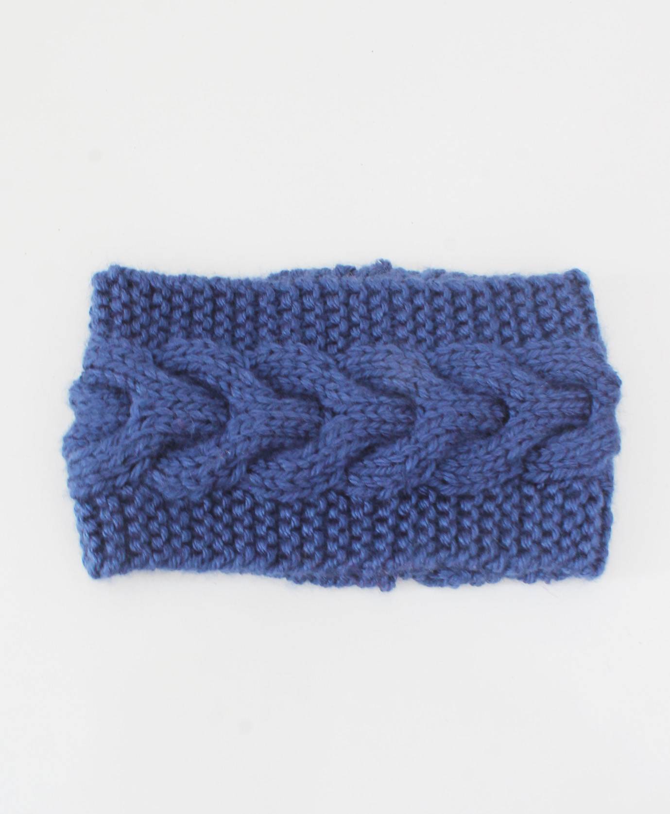 Woonie Handknitted Cable Design Ear Warmer - Blue