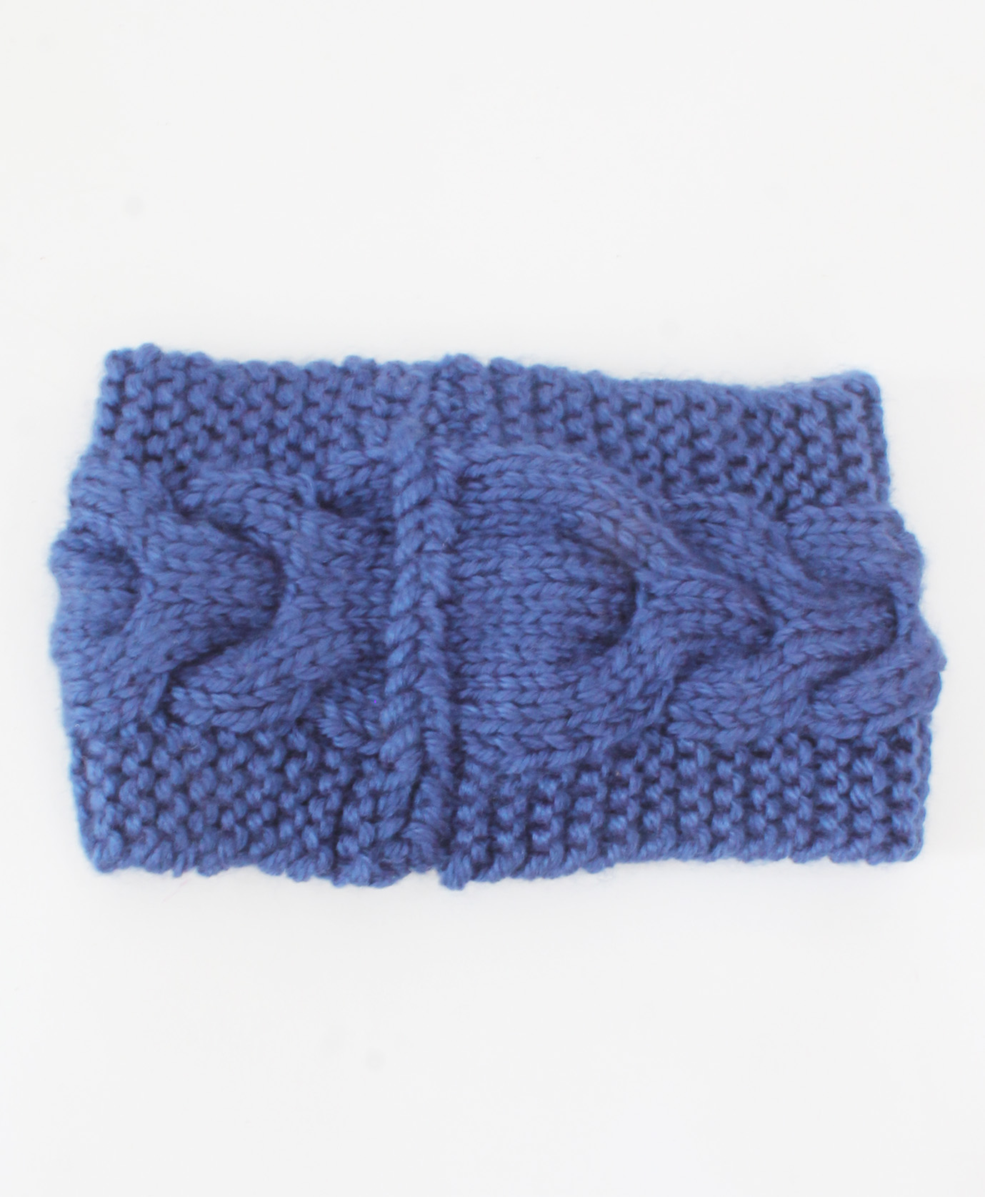 Woonie Handknitted Cable Design Ear Warmer - Blue