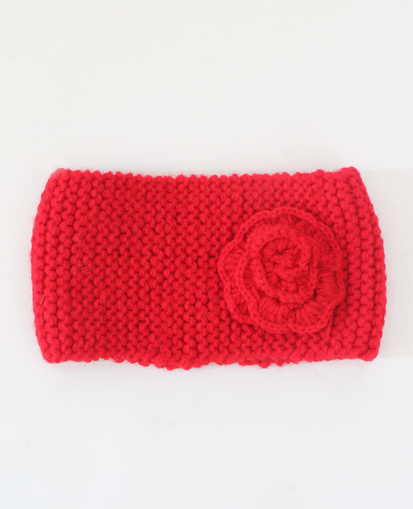 Woonie Handmade Flower Patch Ear Warmer - Red
