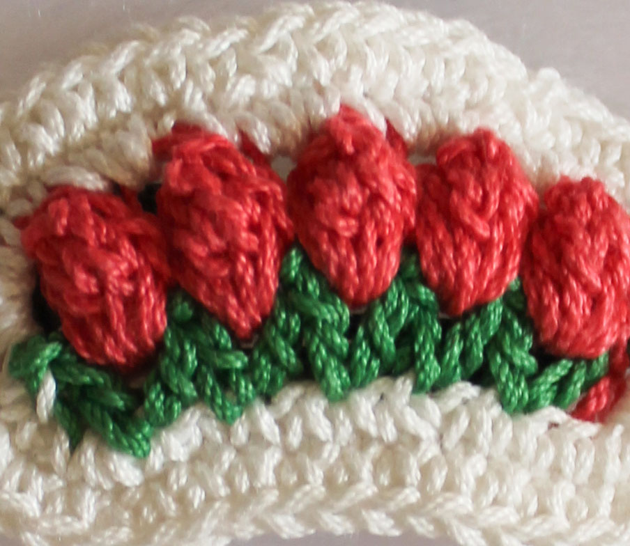 Woonie Handmade Tulip Bunch Crochet Pair of Hair Clips for Girls-Off-White