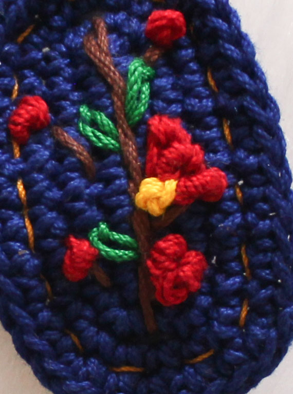 Woonie Embroidered Handmade Set of 2 Hair Clips -Blue
