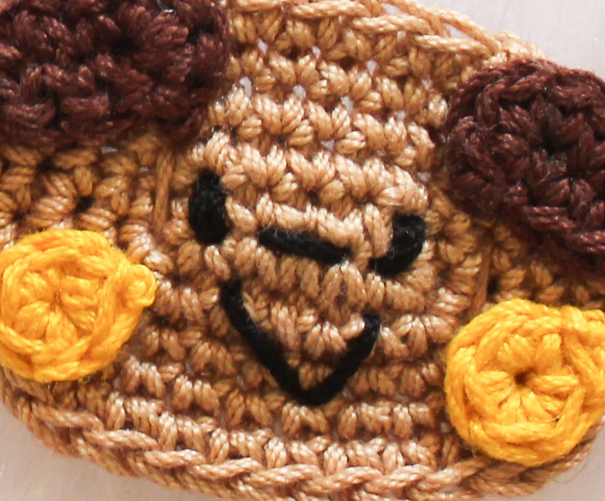 Woonie Crochet Dog Face Detailing Set of 2 Clips-Brown